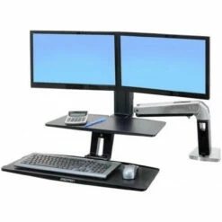 Ergotron WorkFit-A Dual Monitor With Suspended Keyboard Tray And Worksurface+