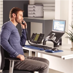 Fellowes Smart Suites Laptop Riser With USB Hub -Logitech sHOP 8020201 SS LaptopRiser LS Person INSET 65901.1678380723