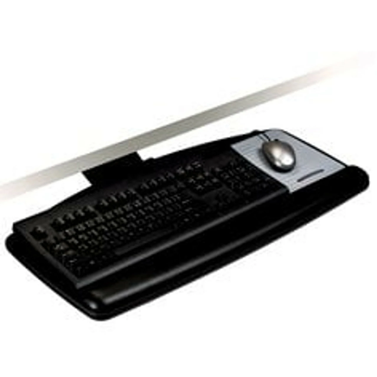 3M Easy Adjust Keyboard Tray With Standard Keyboard & Mouse Platform, 23" Track 3 3M Easy Adjust Keyboard Tray With Standard Keyboard & Mouse Platform, 23" Track