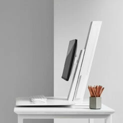 Humanscale QuickStand Eco Single Monitor Sit/Stand Desk Solution - White -Logitech sHOP jw 19 05 01 humanscale quick stand eco 194 rt 47366.1700034485