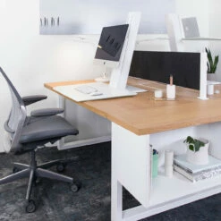 Humanscale QuickStand Eco Single Monitor Sit/Stand Desk Solution - White -Logitech sHOP qse mdf 4 22673.1700034485